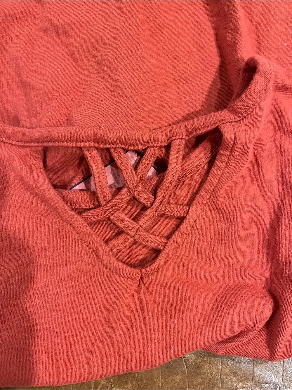 Old Navy Coral Long-Sleeve Heart Sunrise Graphic Tee